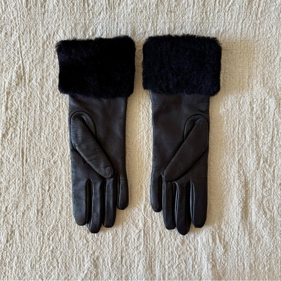 UGG Single Cuff Nappa Leather Gloves w/ Cashmere Lining Black Small NWOT - Picture 4 of 8